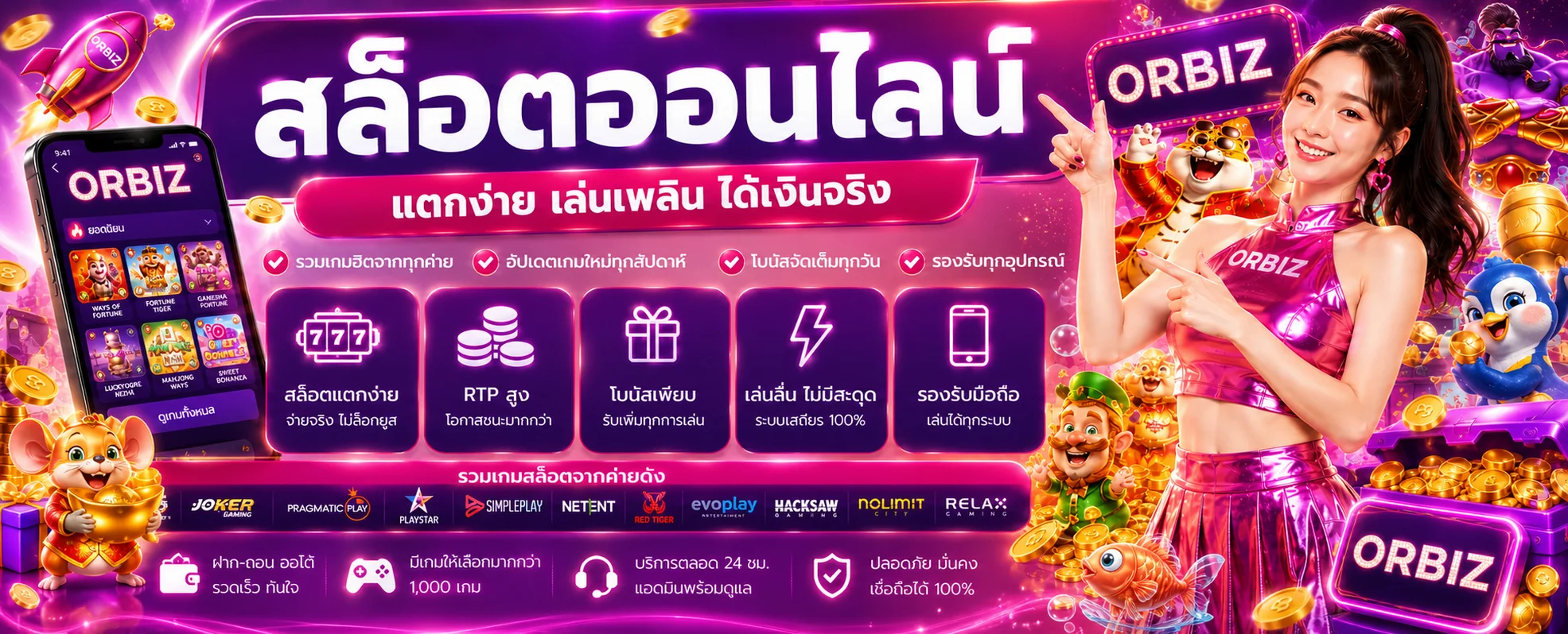 สล็อตออนไลน์ ORBIZ พร้อมตัวอย่างหมวดเกม